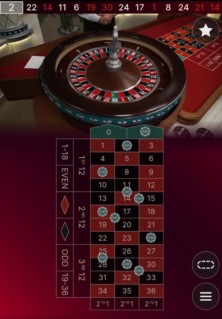 American Live Roulette on the CoinPoker Casino app.