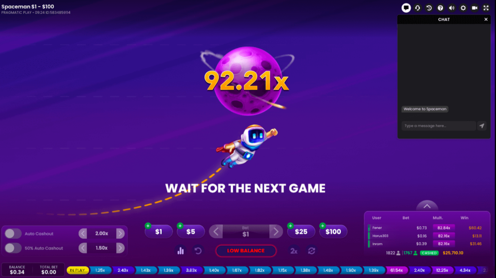 The Spaceman Crash game on CoinPoker, home of the best crypto crash games.