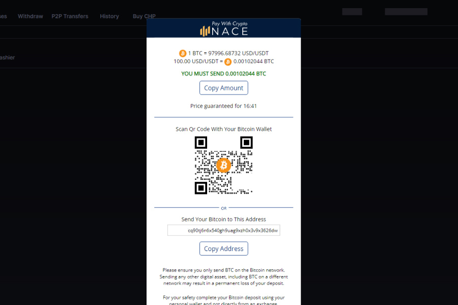 The step of depositing from exchanges on CoinPoker where the user confirms the deposit details