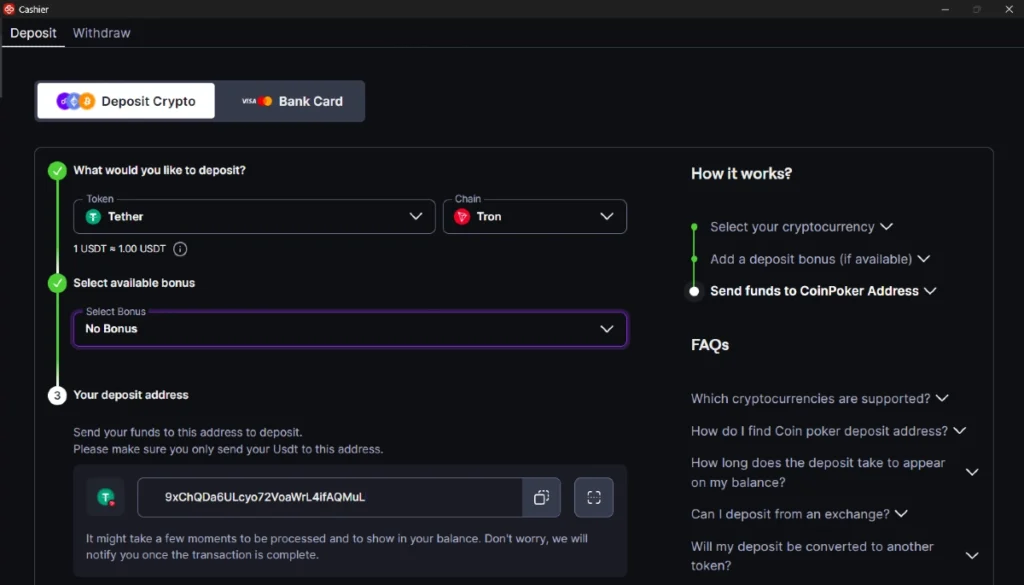 4. Wählen Sie einen Betrag.