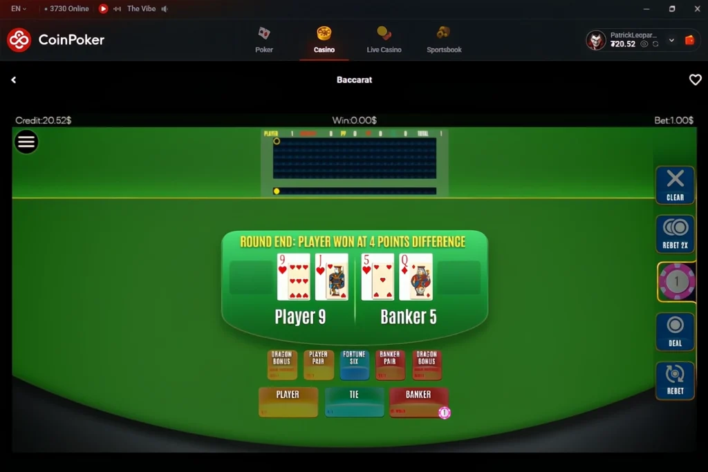 Riesige Auswahl an Baccarat-Spielen