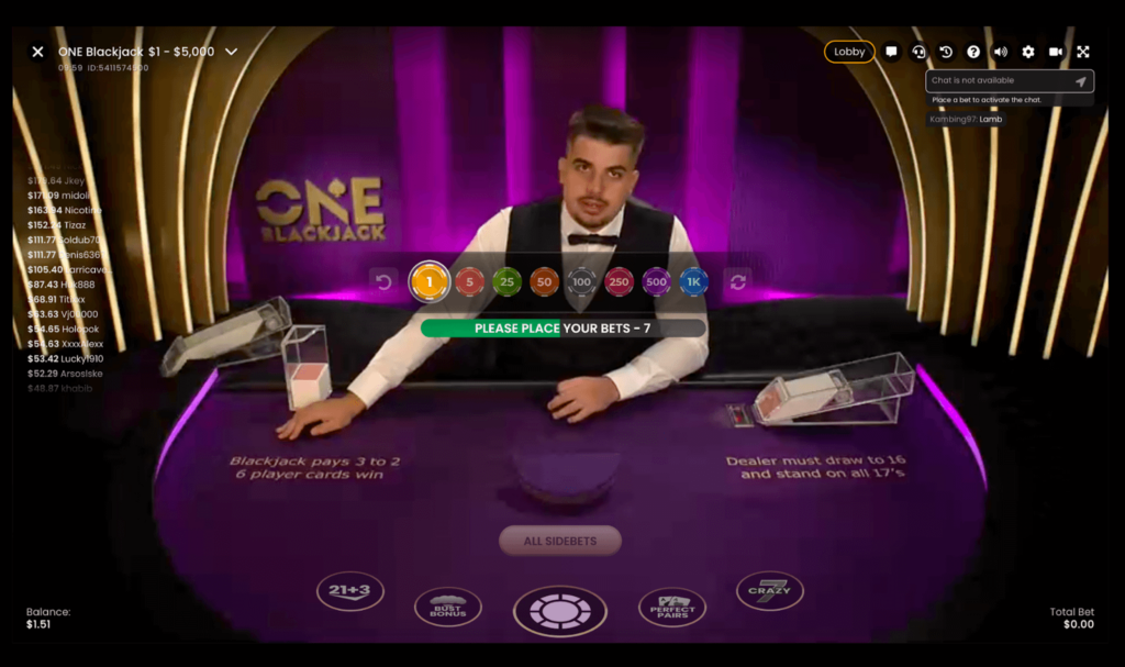 Live Blackjack table at CoinPoker