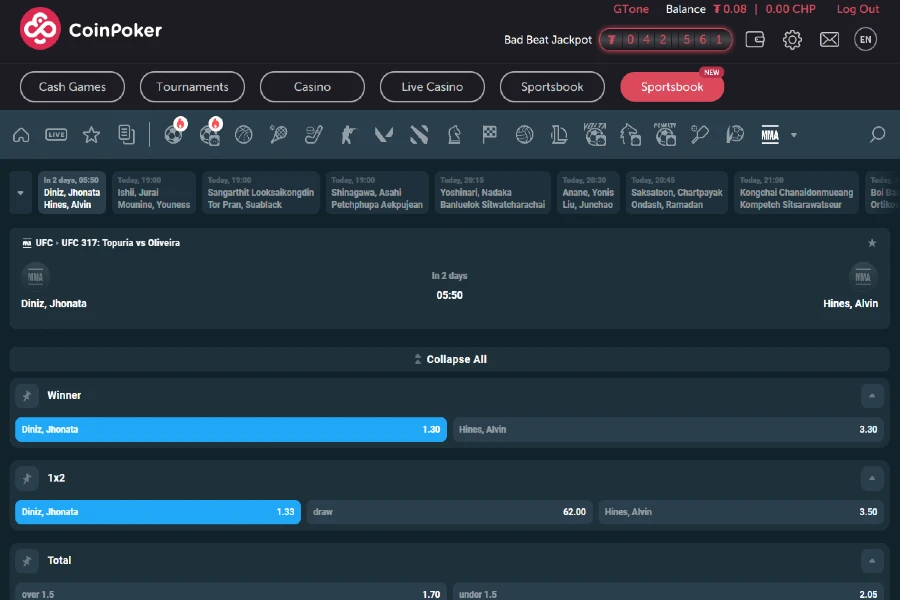 Cuotas de apuestas de la UFC
