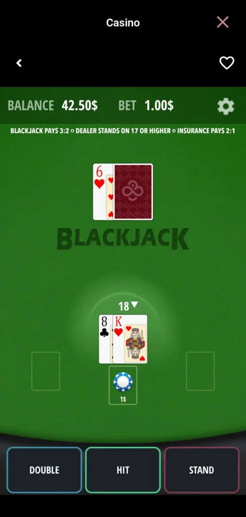 Blackjack mobile