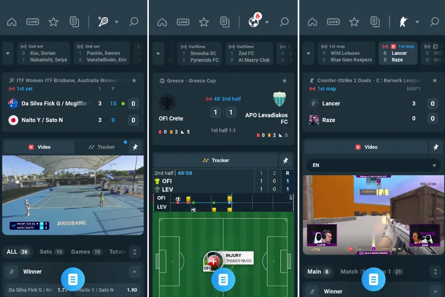 Application dédiée aux paris NFL