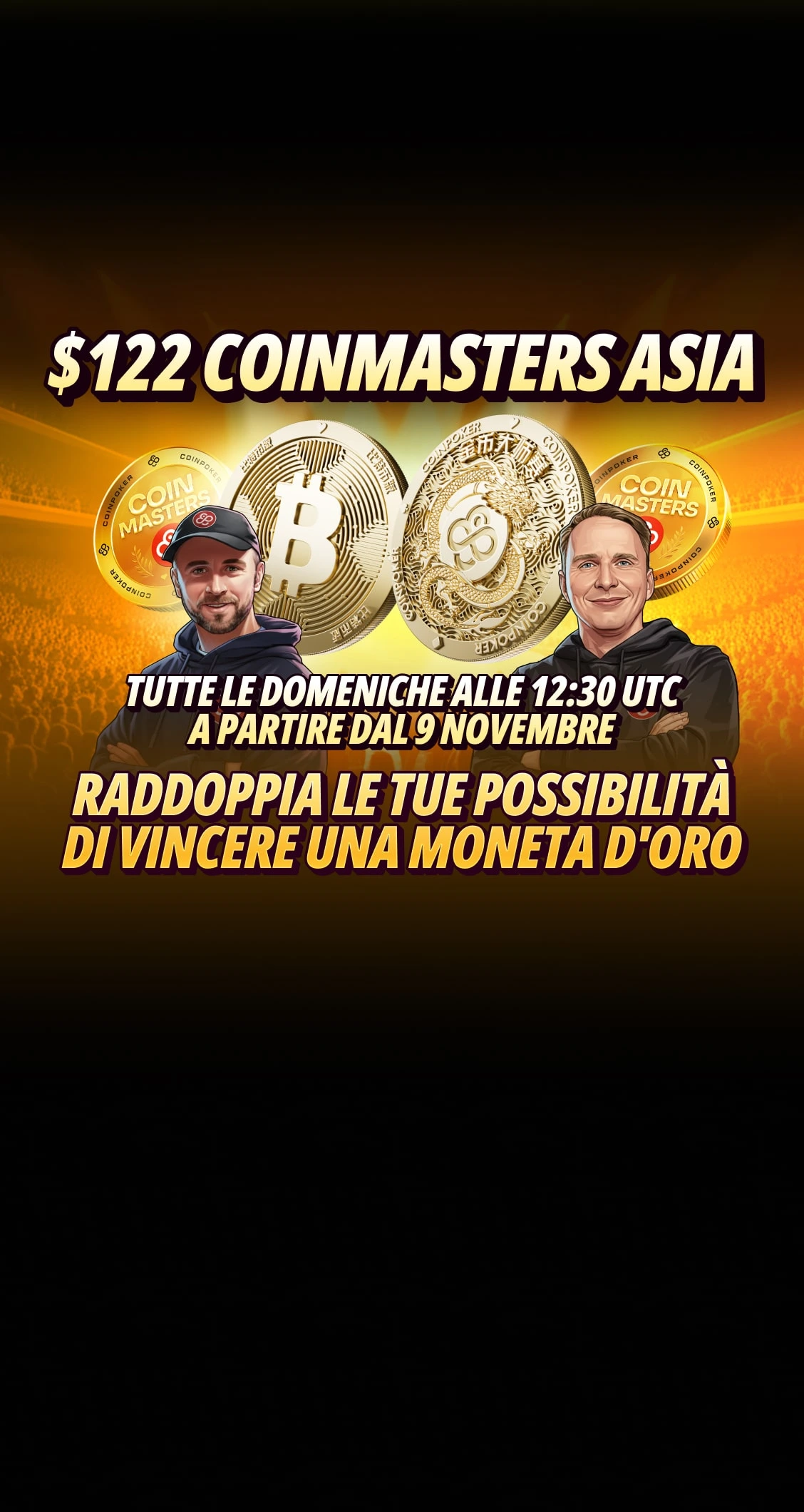 Serie di Tornei CoinMasters in fascia oraria adatta all’Asia