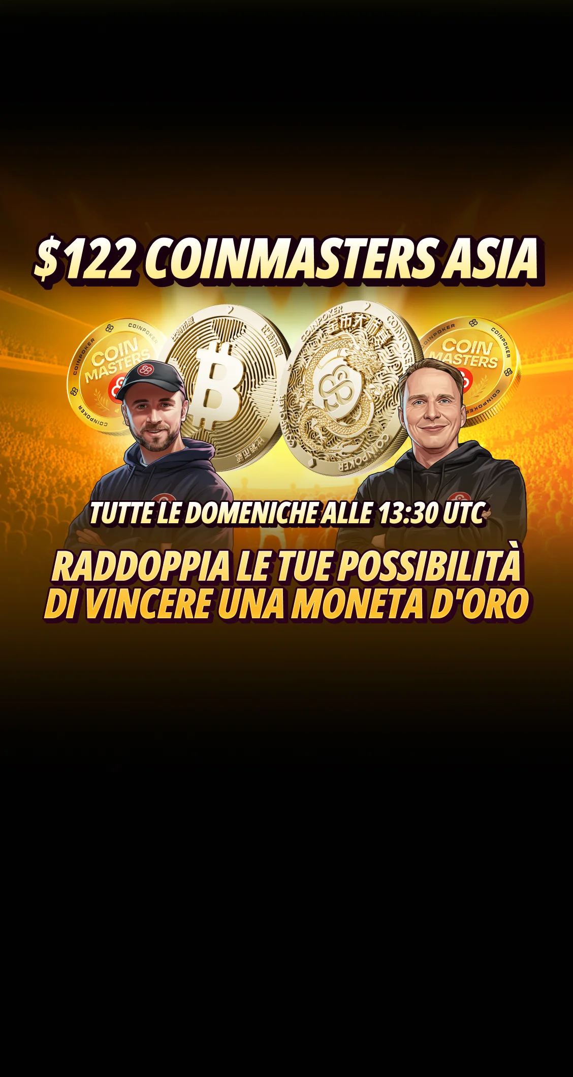 Serie di Tornei CoinMasters in fascia oraria adatta all’Asia