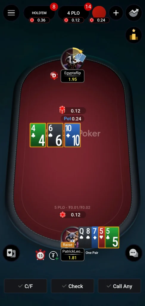 Omaha Pot Limit a 5 carte (PLO5) 