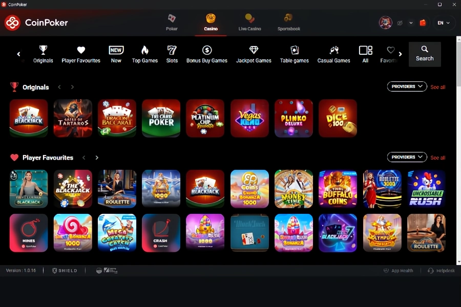 Variedade de jogos e stakes flexíveis