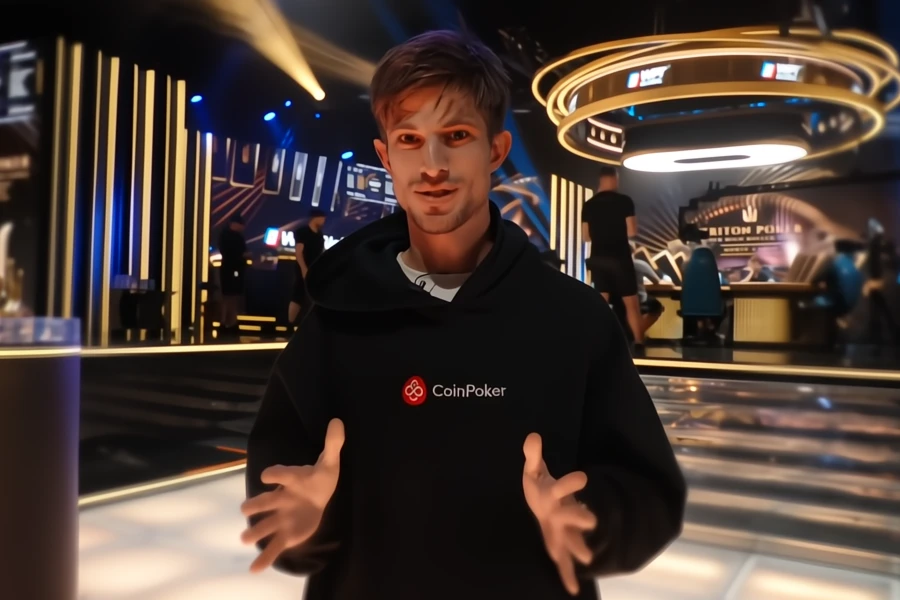 CoinPoker ambassador Mario Mosbock at a live poker tournament giving an interview.