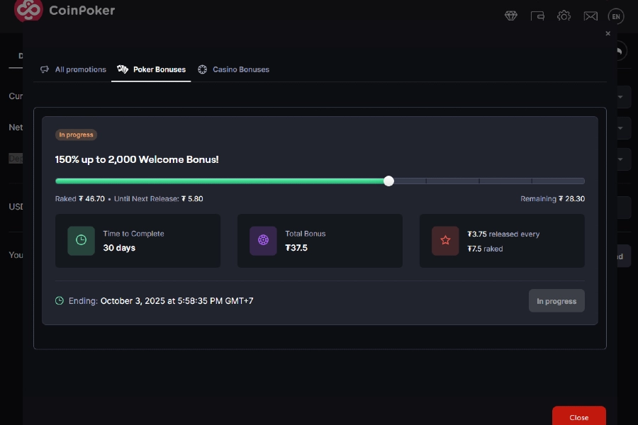 Gerçek Para Bonusu & Haftalık Rakeback