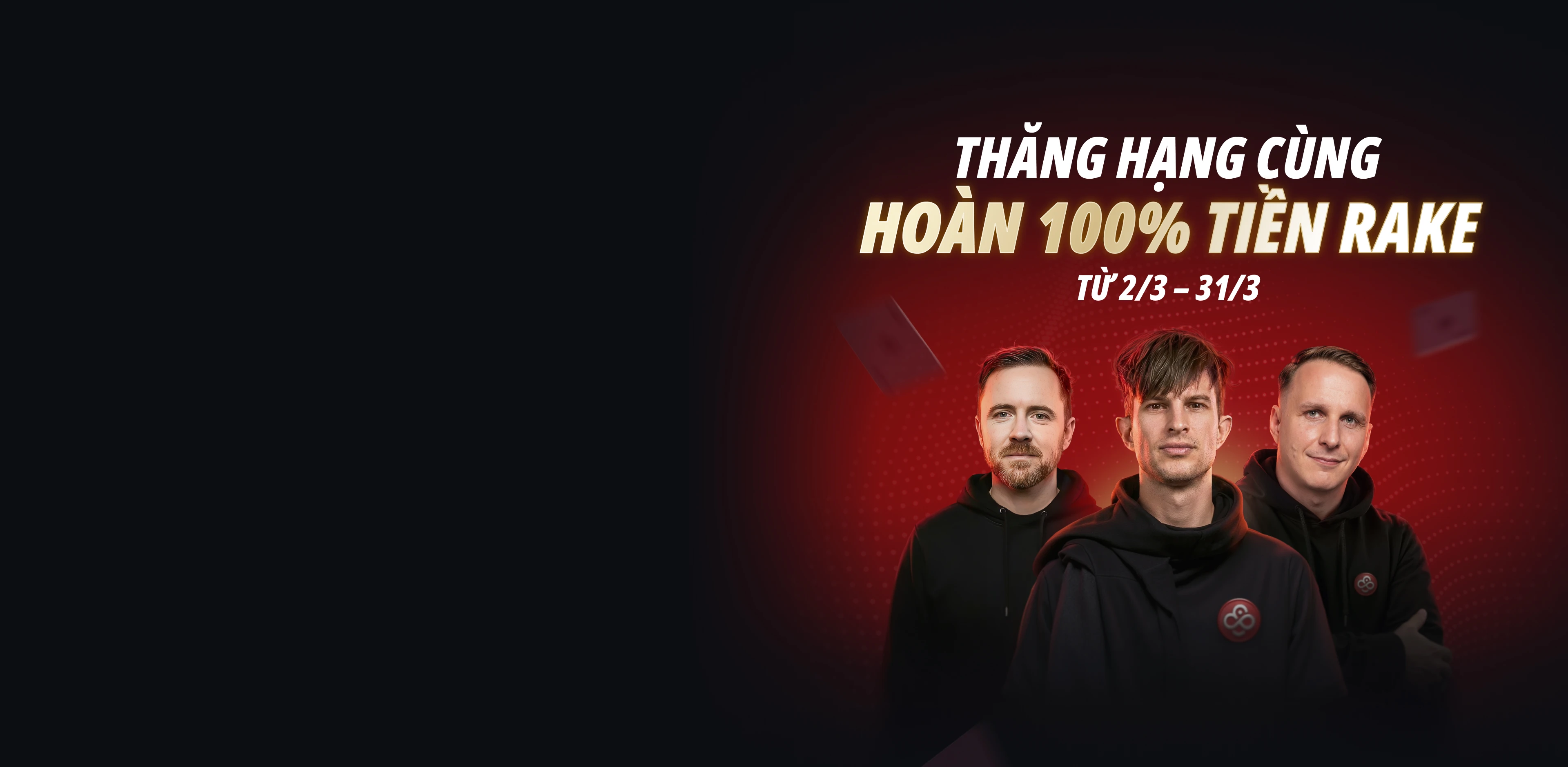 Hoàn 100% phí Rake của CoinPoker<br />
Tất cả tiền phí Rake đều được hoàn lại trong tháng 3