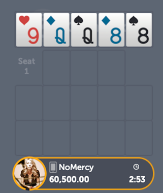 Opening hand in Open Face Chinese Poker, pair of queens