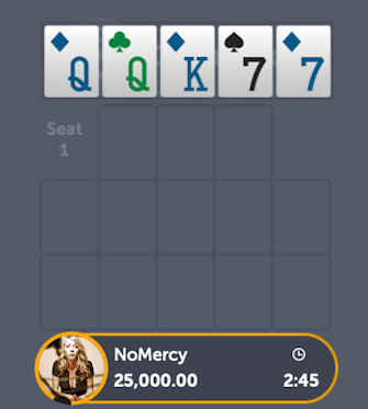 Opening hand in Open Face Chinese Poker, pair of queens