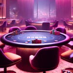 A live poker table sits in the middle of a cardroom, waiting for players to take their seats