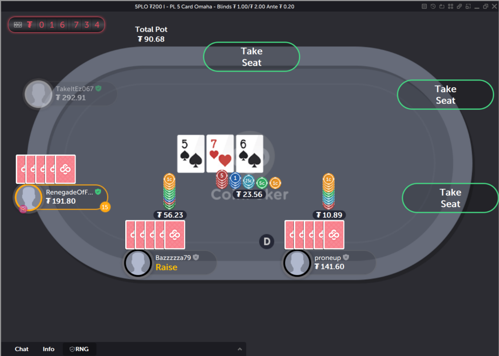 PLO5 table on CoinPoker