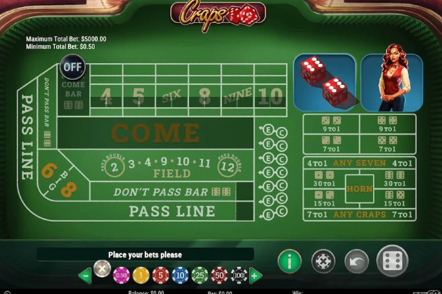 Online BTC craps table layout.