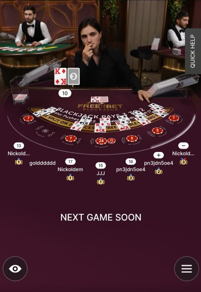 A game of Free Bet Blackjack on the CoinPoker Casino App