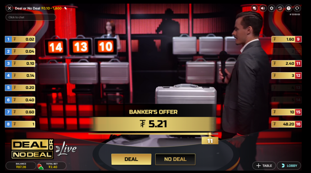 A live game of Deal or No Deal takes place on CoinPoker and the banker makes an offer.