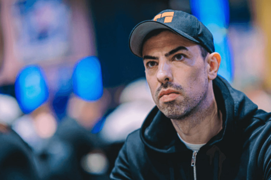 J Nandez, one of CoinPoker's ambassadors, makes his poker face during a live poker game