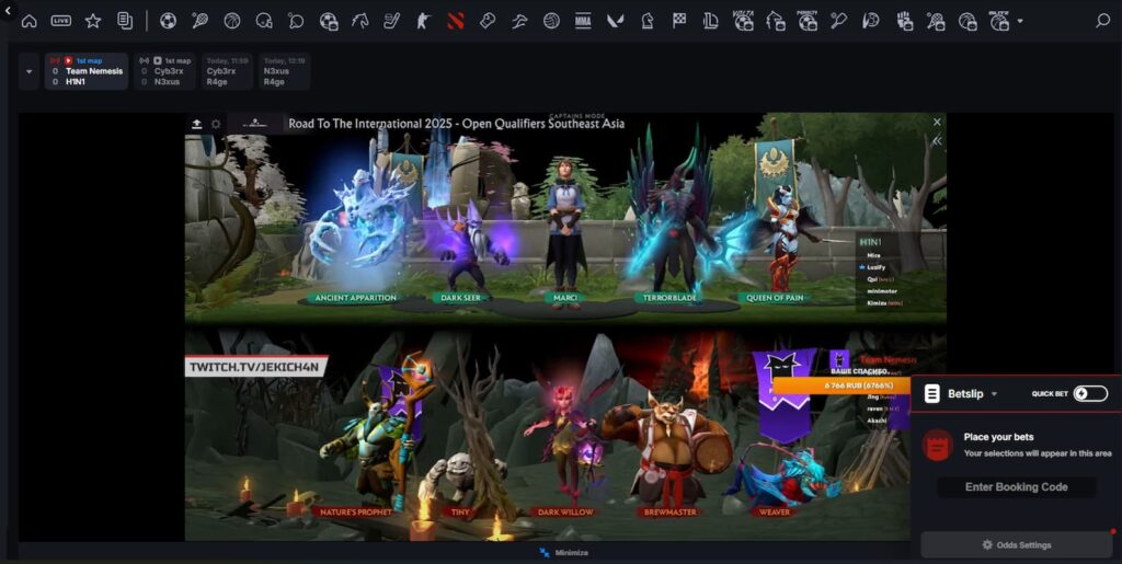 ESports Dota 2 betting markets.