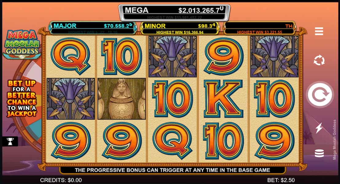 CoinPoker Casino featuring Mega Moolah Goddress Jackpot slot game.