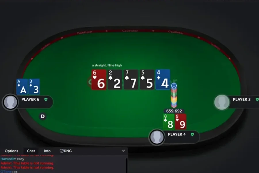 An image of the CoinPoker Newsletter $300 Freeroll being played.