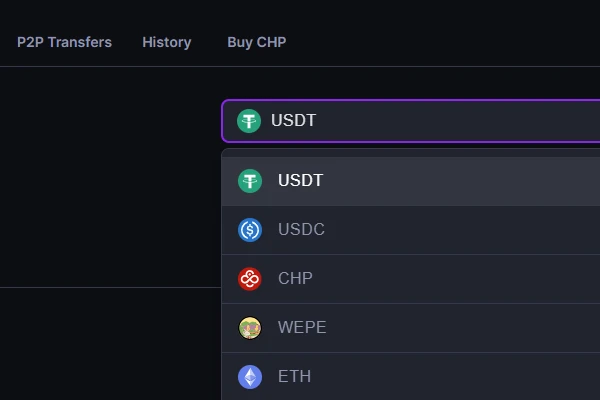 Choose one of many crypto options in the cashier.