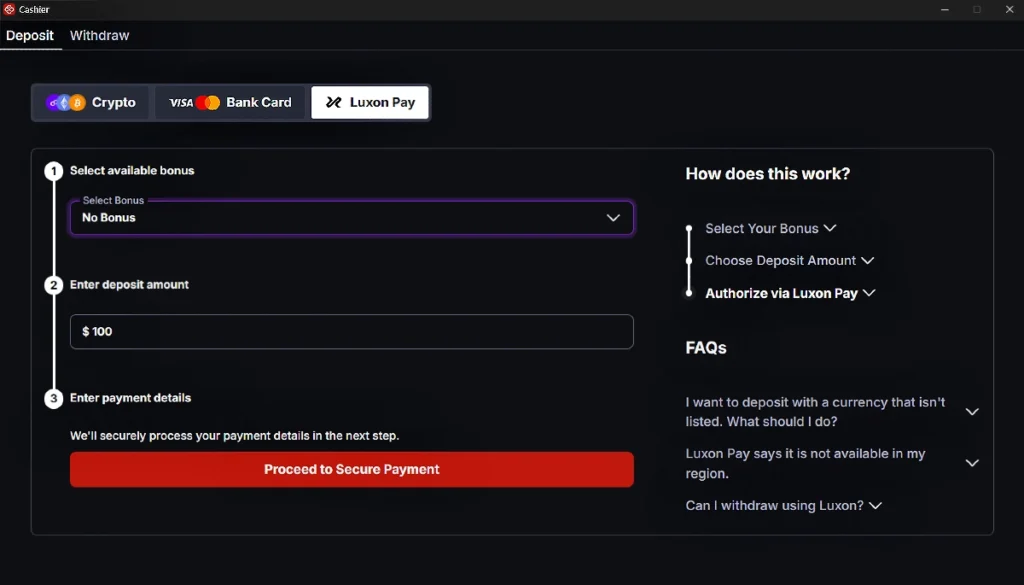 How to Deposit with Luxon Pay