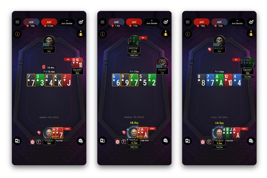 All-In or Fold 移动应用程序（支援 iOS 和 Android）