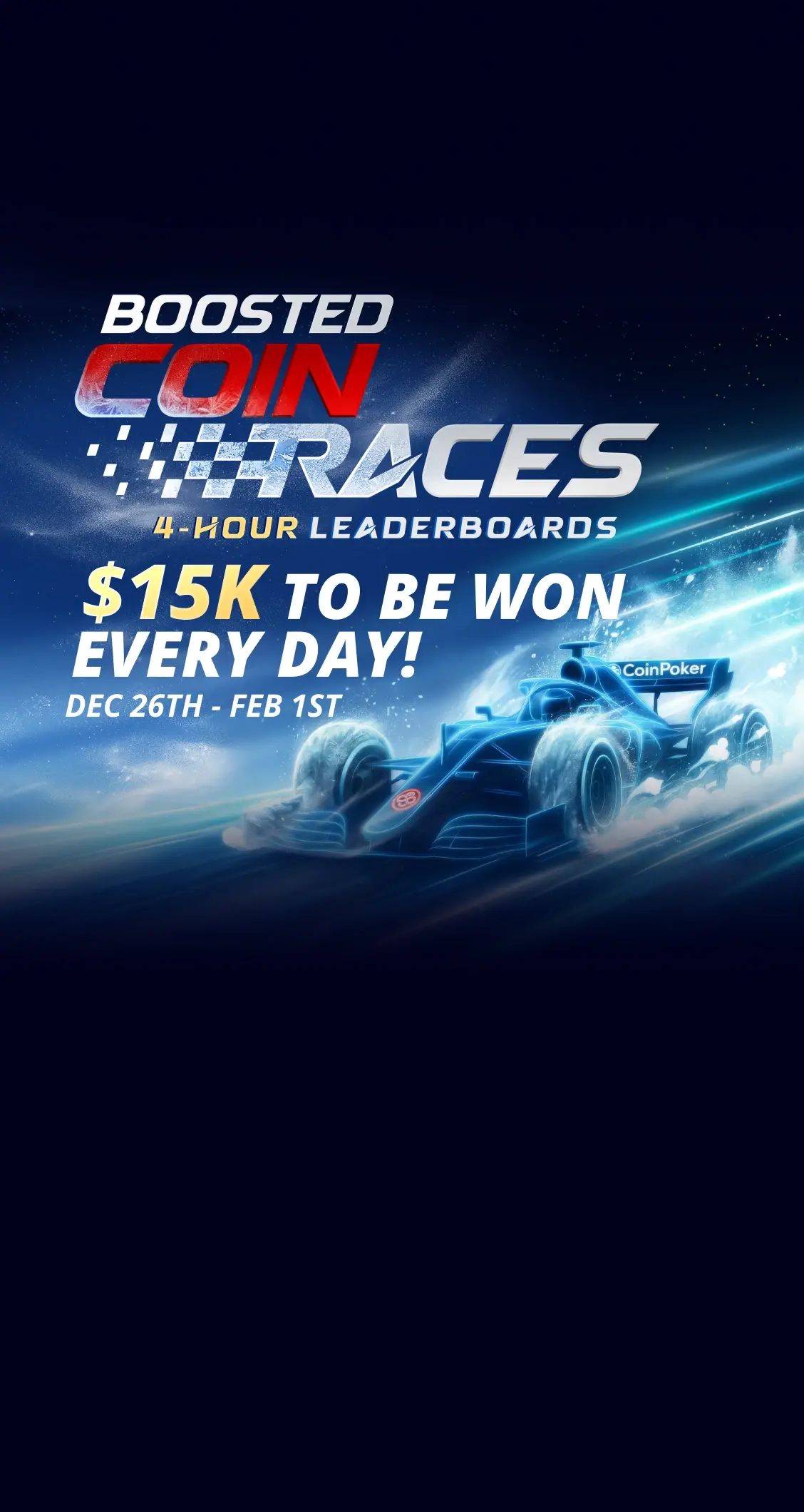 CoinRaces：$15,000 <br>每日現金桌排行榜